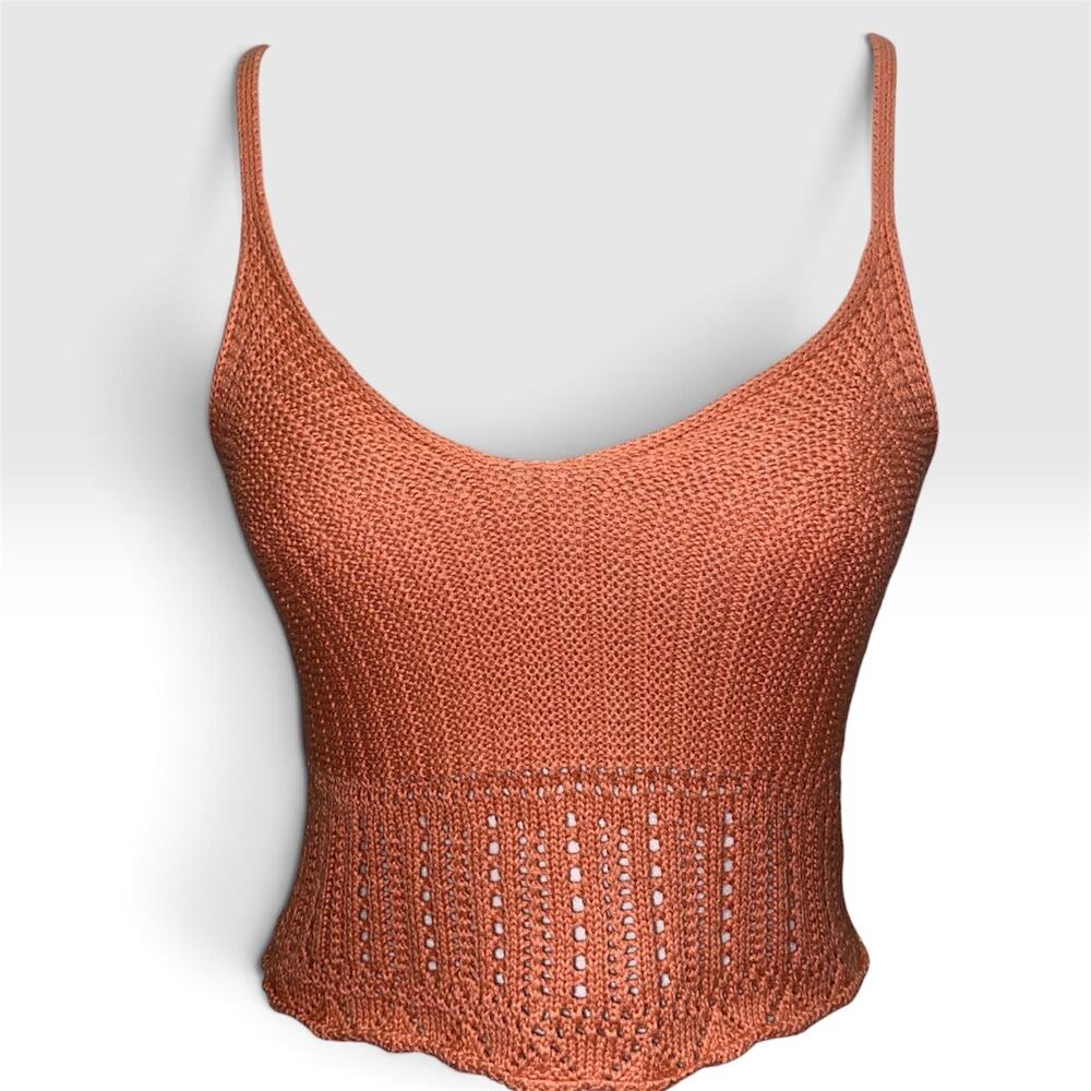 Streetwear Society Knitted Camisole Size Small Terracotta Orange Crop Top